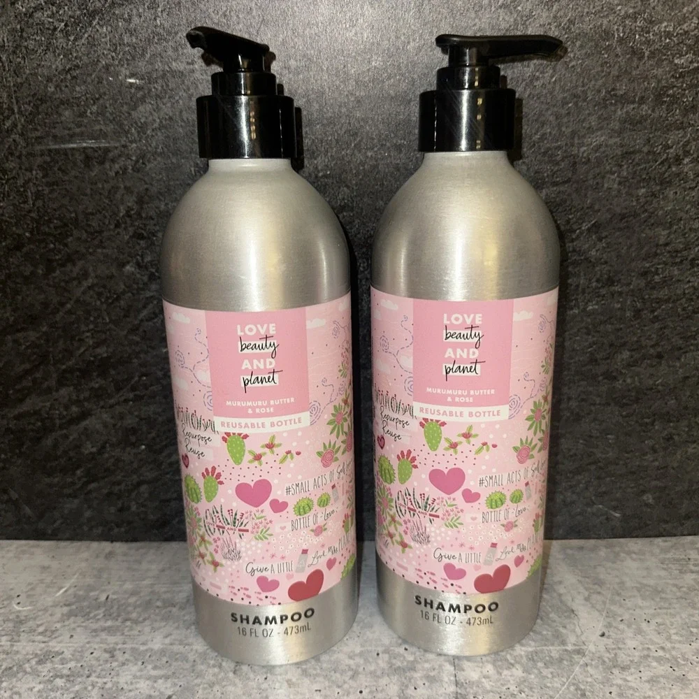 2 Love Beauty & Planet  Sulfate-Free Shampoo Murumuru Butter Rose reusable bottl